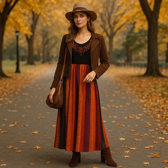 ✨ Vintage Made in USA Embroidered Maxi Dress – Size 12 ✨ - Picture 4 of 12